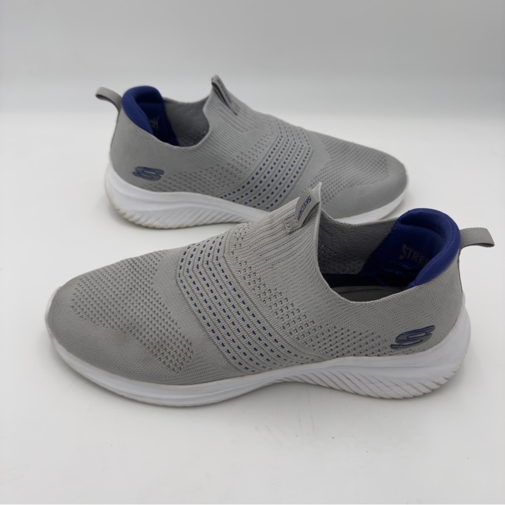 SKECHERS Slip On Gray Blue Men's Sz 13 Memory Foam Walking Shoes 232311